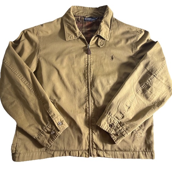 Ralph Lauren Other - Vintage 90s Polo Ralph Lauren Men's XL Tan Plaid Flannel Lined Harrington Jacket